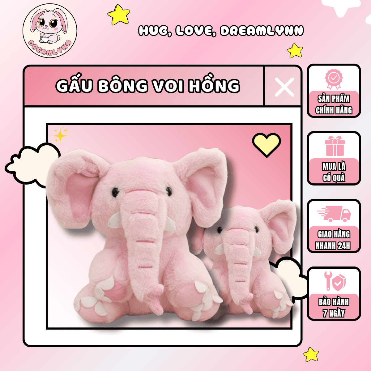 gấu bông voi hồng