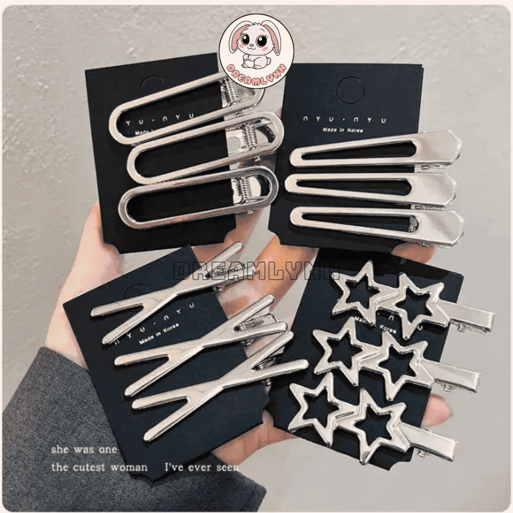 Kẹp tóc kim loại bạc đa dạng