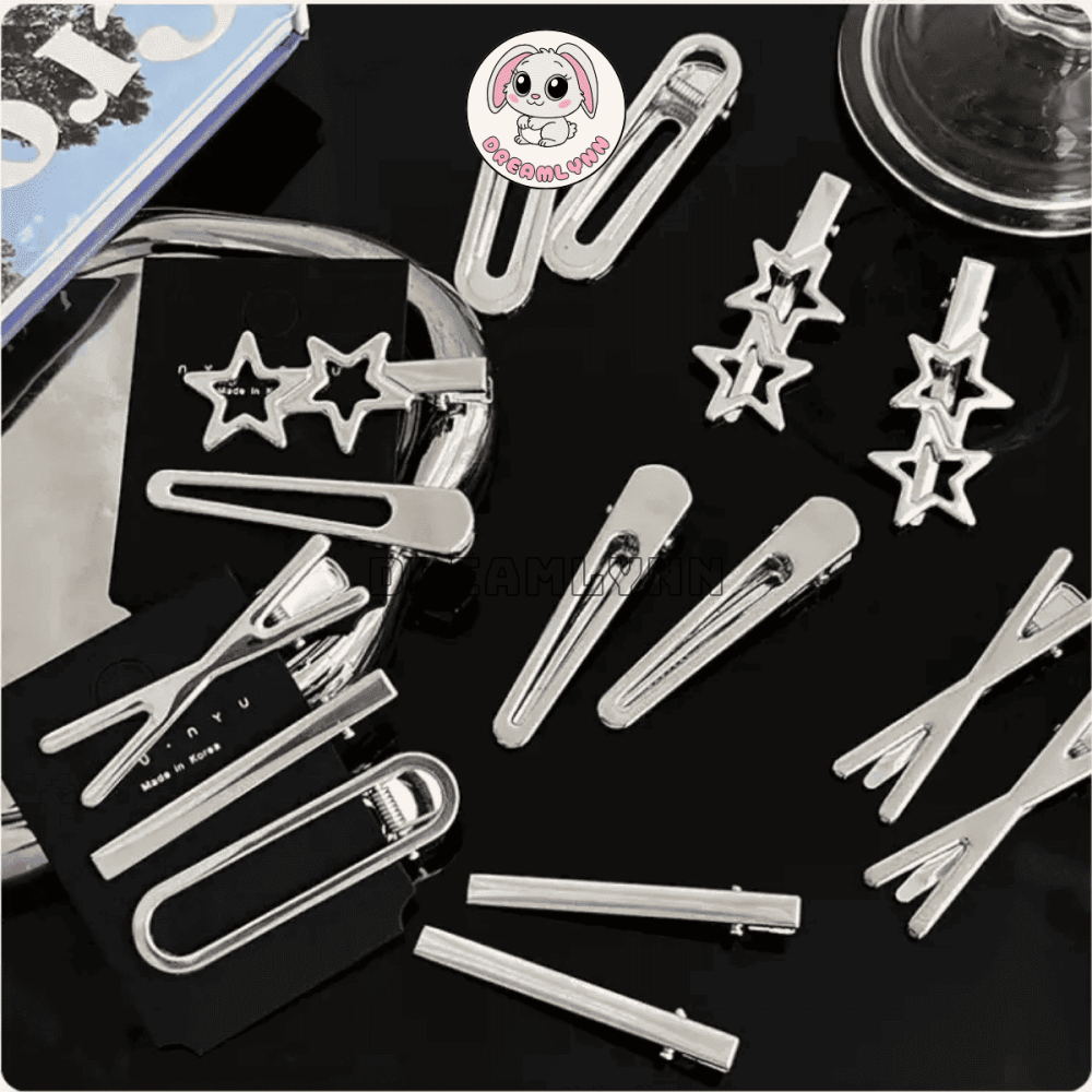 Kẹp tóc kim loại bạc đa dạng