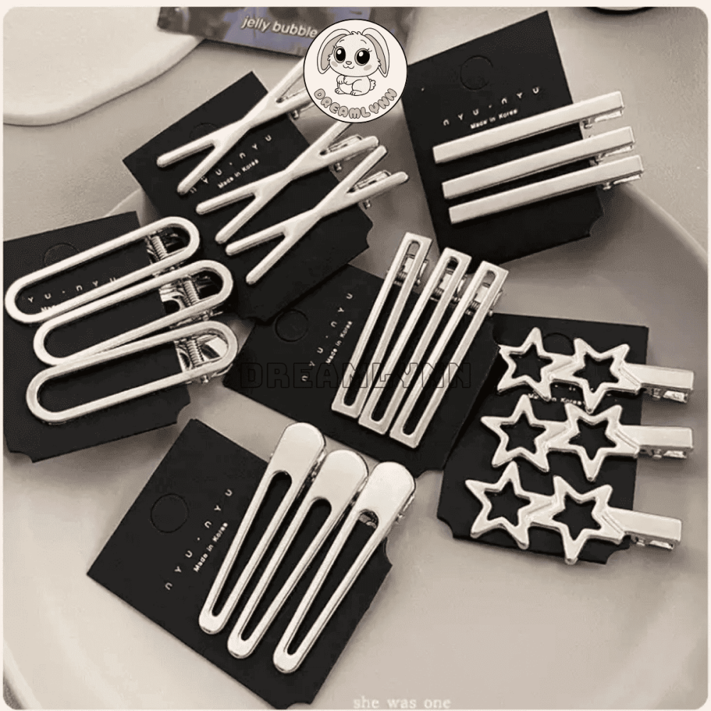 Kẹp tóc kim loại bạc đa dạng