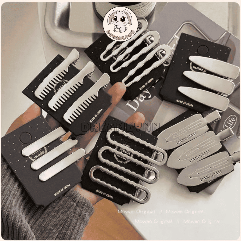 Kẹp tóc kim loại bạc đa dạng