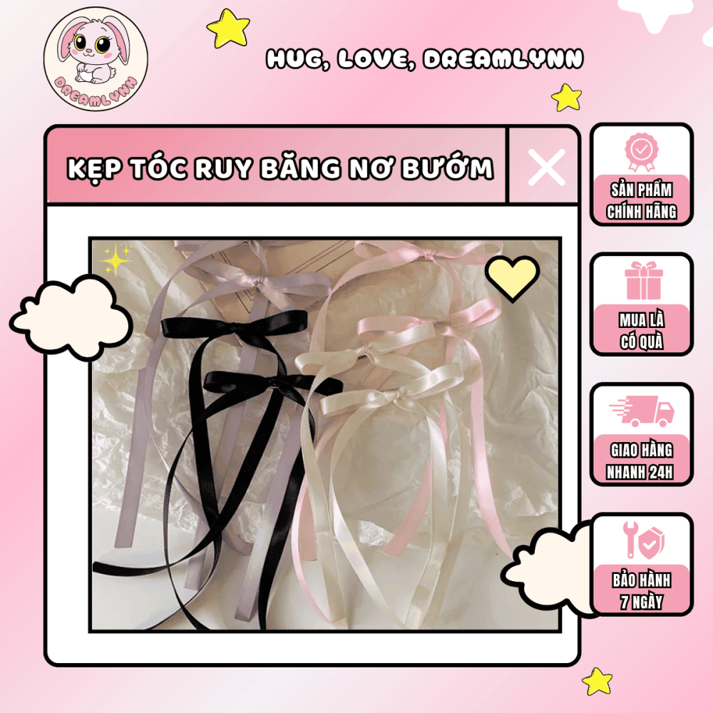 Kẹp tóc ruy băng nơ bướm