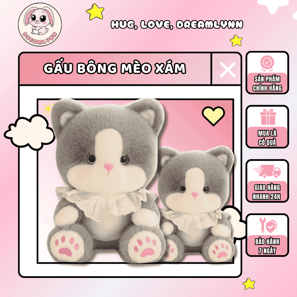 Gấu bông mèo xám